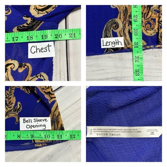 Free People Intimately Size Small Royal Blue Gold Sheer Dress Cover Up Oversized - Picture 4 of 9